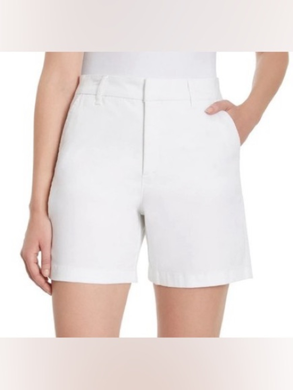 Gloria Vanderbilt Size 6 White Chino 5” Shorts Cotton-Spandex